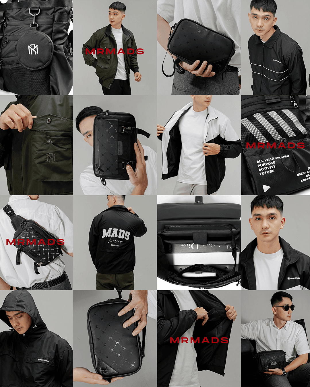 Koleksi produk MR MADS — tas, jaket, dan aksesori premium