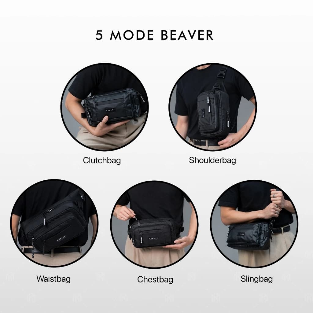 Mr Mads - Beaver Waist Bag - Tas Selempang Pria Tas Pinggang ShoulderBag SlingBag HandBag ChestBag (Bisa Dijadikan 5 Model) - Waterproof