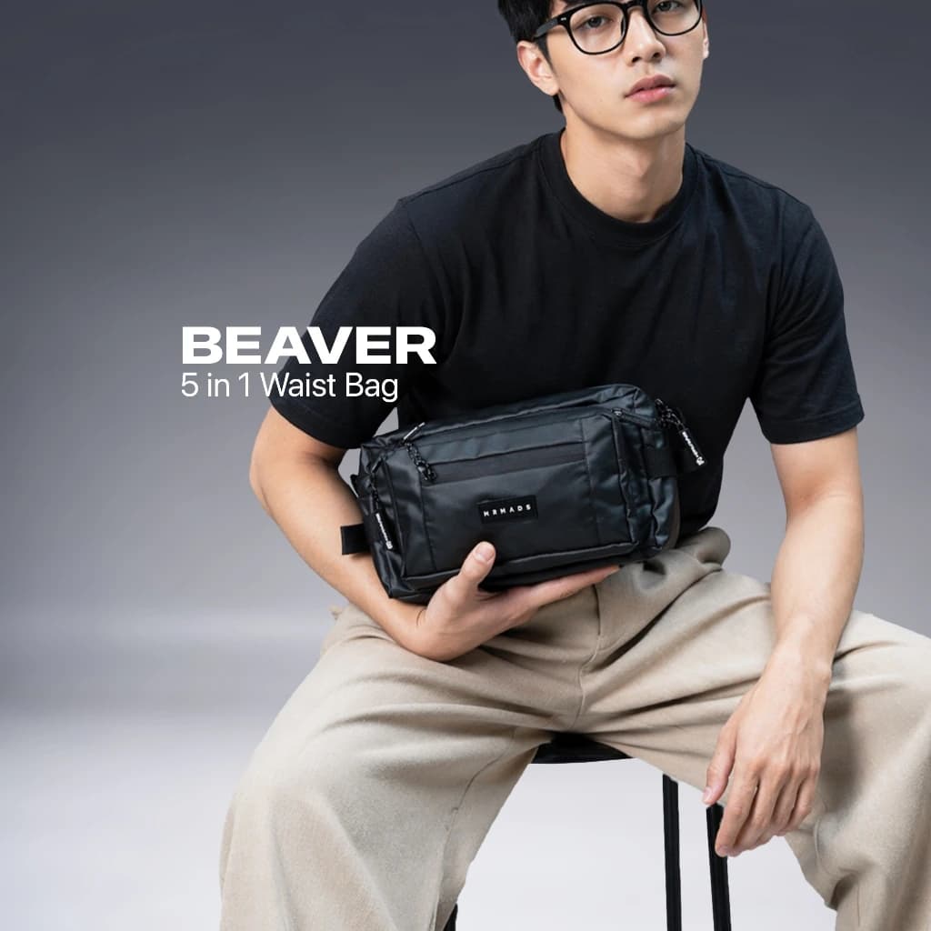 Mr Mads - Beaver Waist Bag - Tas Selempang Pria Tas Pinggang ShoulderBag SlingBag HandBag ChestBag (Bisa Dijadikan 5 Model) - Waterproof