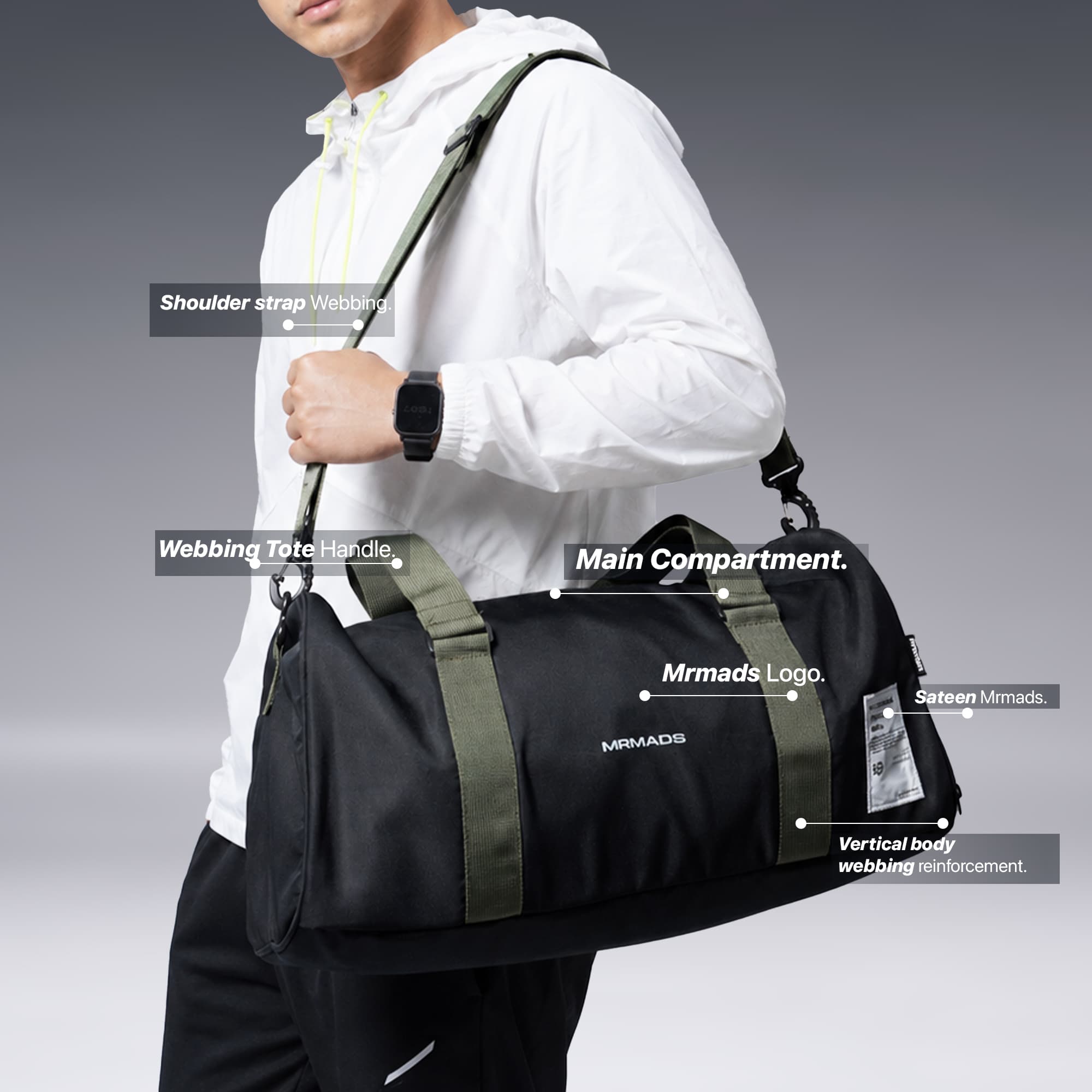 Mr Mads - Beta Duffle bag - Tas Pria Multifungsi Travel Olahraga Fitness Gym Kapasitas 32L