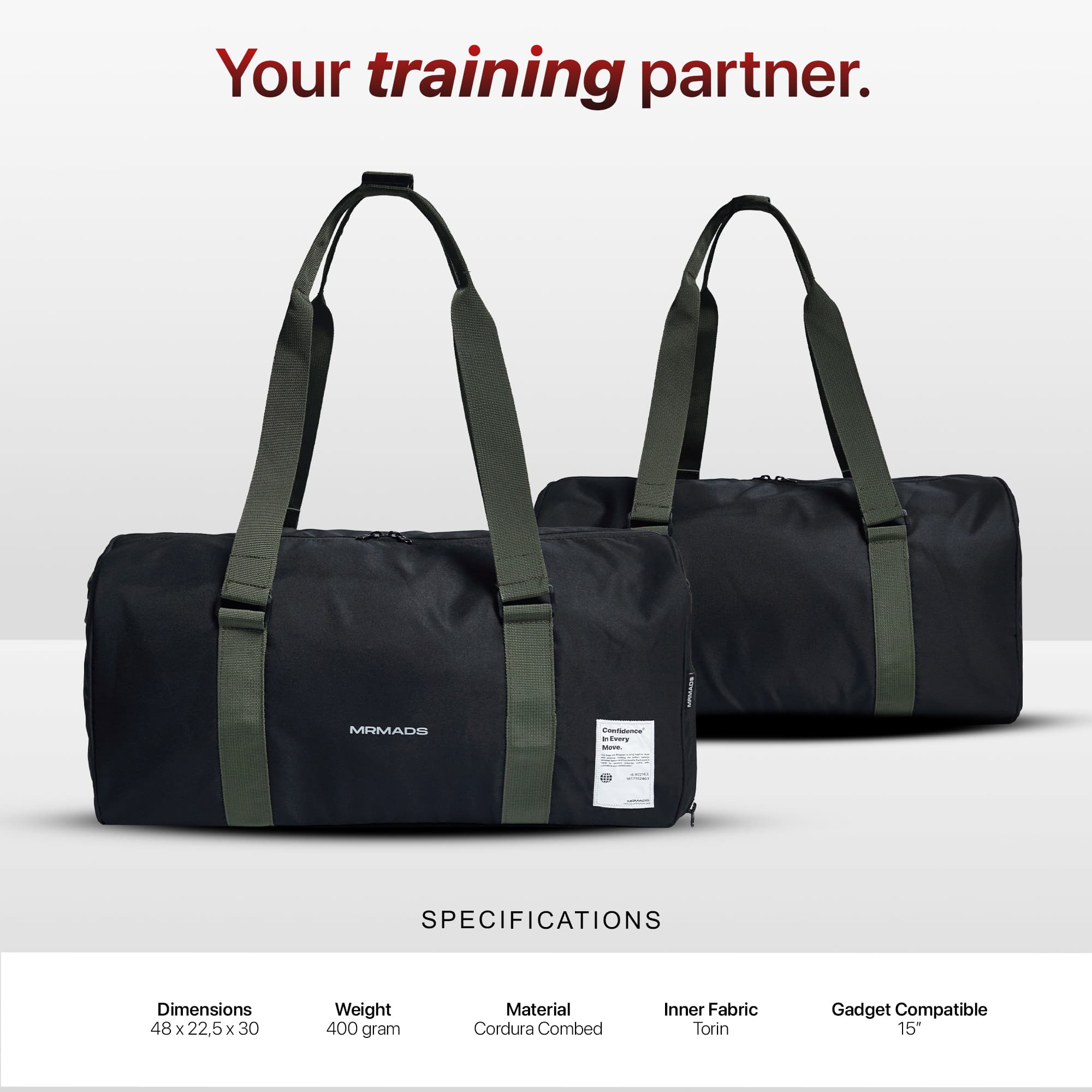 Mr Mads - Beta Duffle bag - Tas Pria Multifungsi Travel Olahraga Fitness Gym Kapasitas 32L