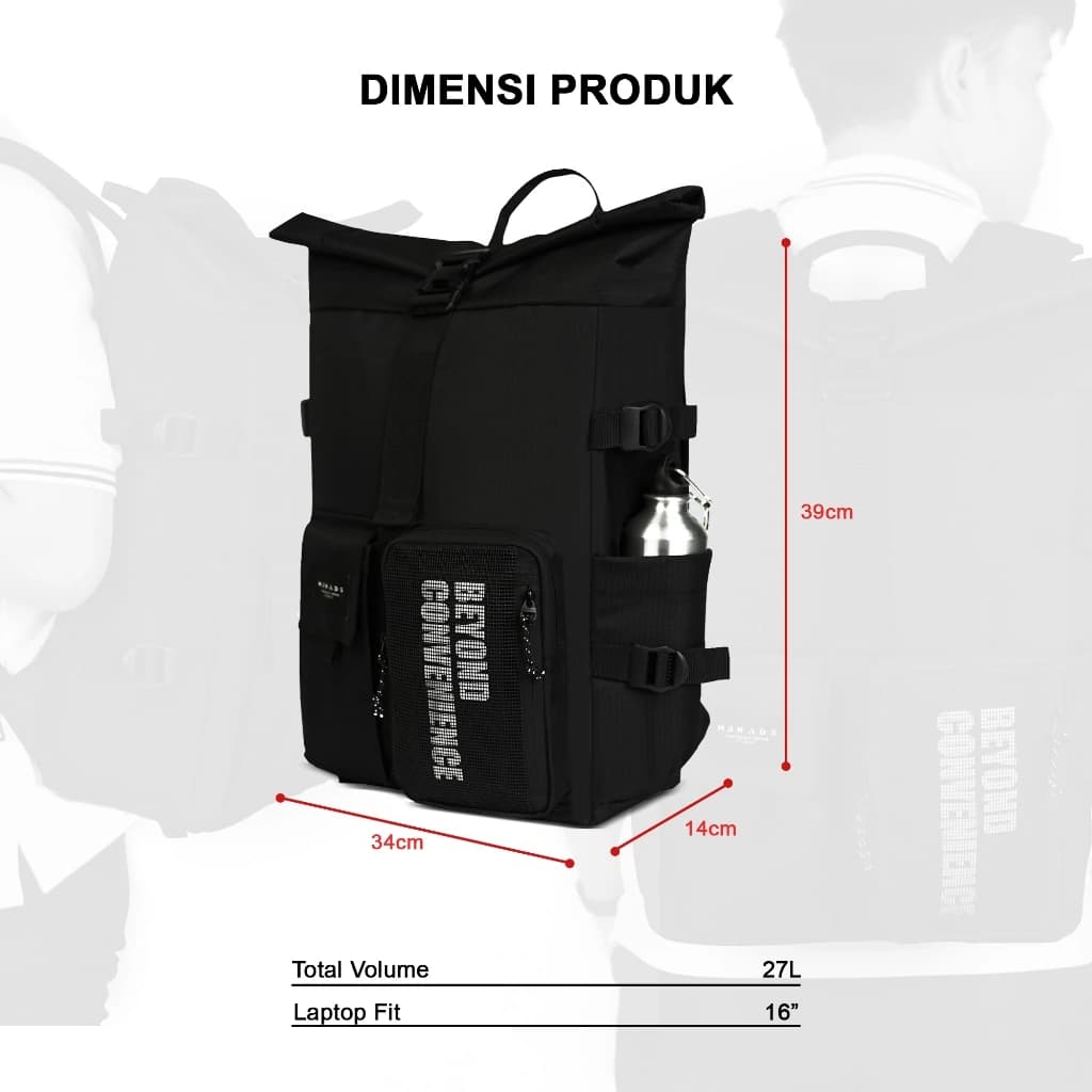 Mr Mads - Braxton Backpack Pria - Tas Ransel Outdoor Kapasitas Besar Muat Laptop 15 Inc - Waterproof