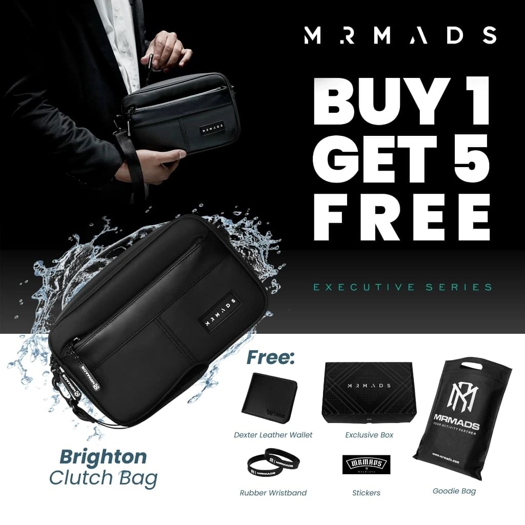 Mr Mads - Sling Bag Pria BRIGHTON Clutch Bag Multyfungsi 3 in 1 Hand Bag Cowok Waterproof Tas Tangan Anti Air Sling Bag Kulit Waistbag