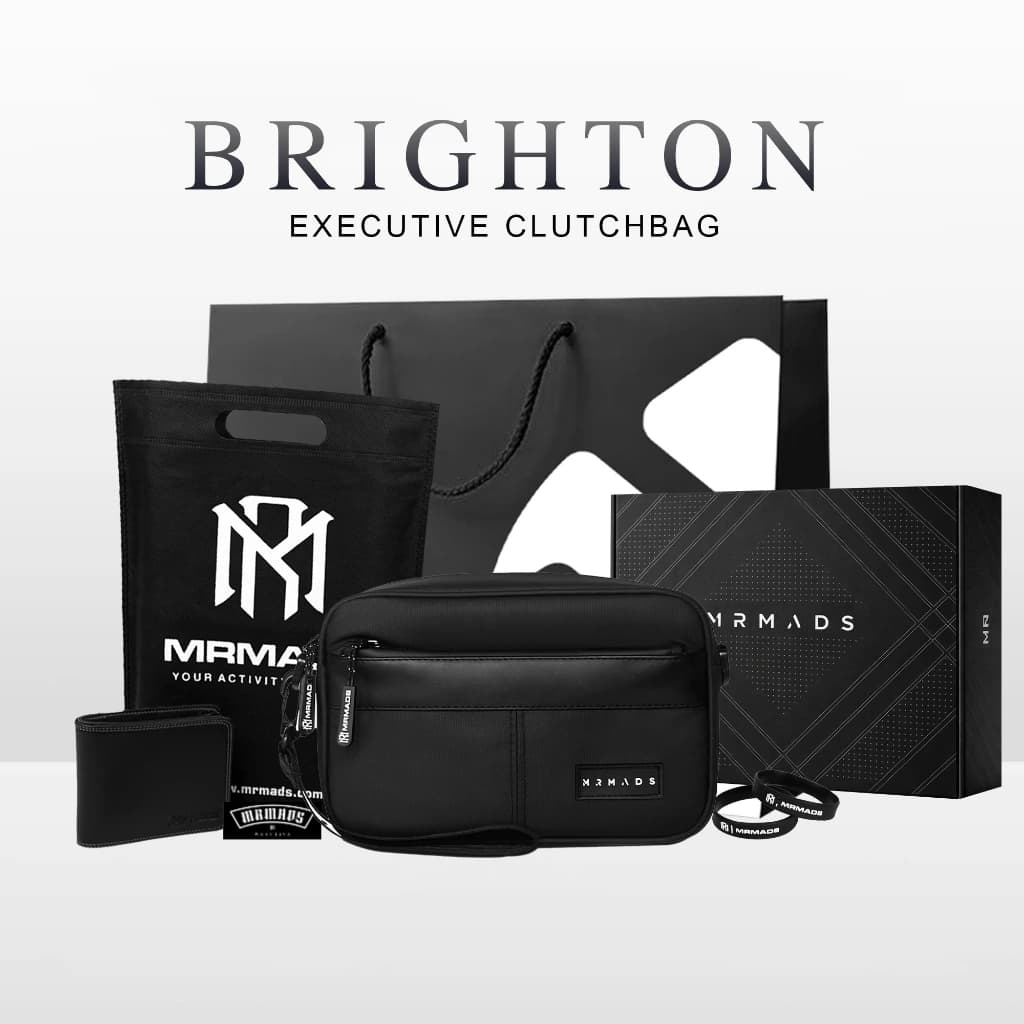 Mr Mads - Sling Bag Pria BRIGHTON Clutch Bag Multyfungsi 3 in 1 Hand Bag Cowok Waterproof Tas Tangan Anti Air Sling Bag Kulit Waistbag