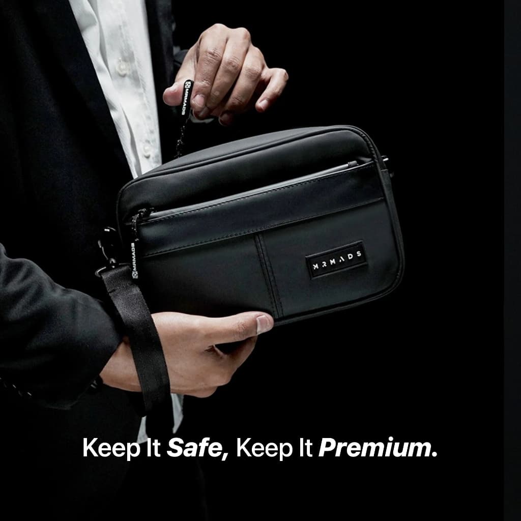 Mr Mads - Sling Bag Pria BRIGHTON Clutch Bag Multyfungsi 3 in 1 Hand Bag Cowok Waterproof Tas Tangan Anti Air Sling Bag Kulit Waistbag