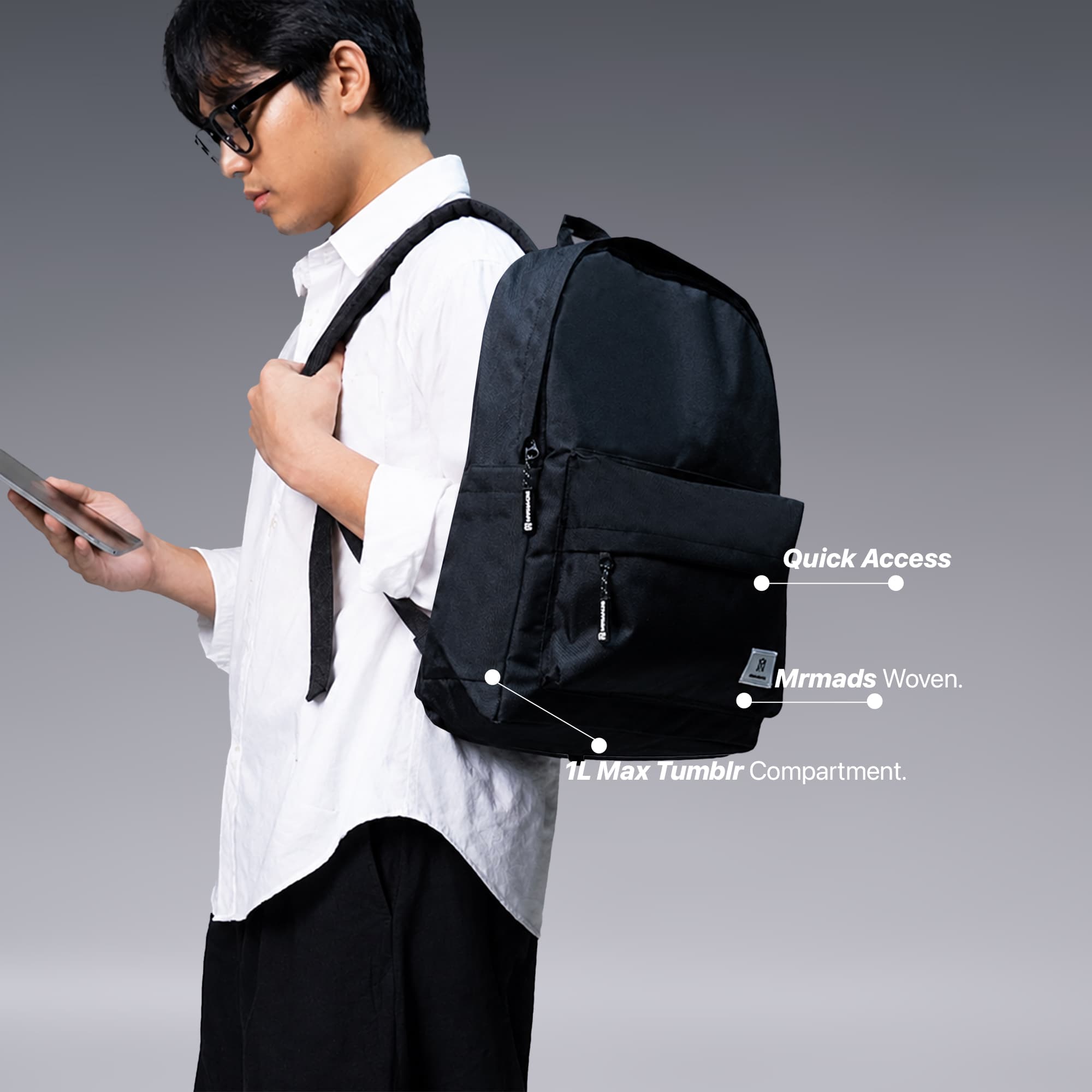 Mr Mads - Tas Ransel Calvin Black Backpack