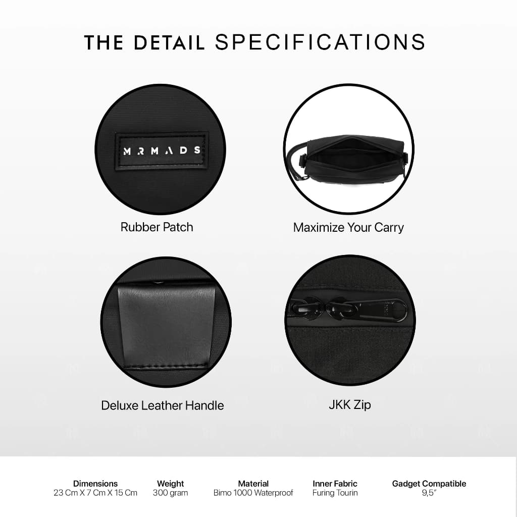Mr Mads - Sling Bag Pria CLINTON Clutch Bag Multyfungsi 3 in 1 Hand Bag Cowok Waterproof Tas Tangan Anti Air Sling Bag Kulit Waistbag