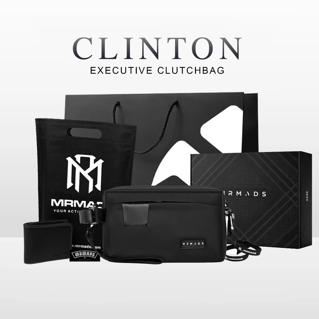 Mr Mads - Sling Bag Pria CLINTON Clutch Bag Multyfungsi 3 in 1 Hand Bag Cowok Waterproof Tas Tangan Anti Air Sling Bag Kulit Waistbag