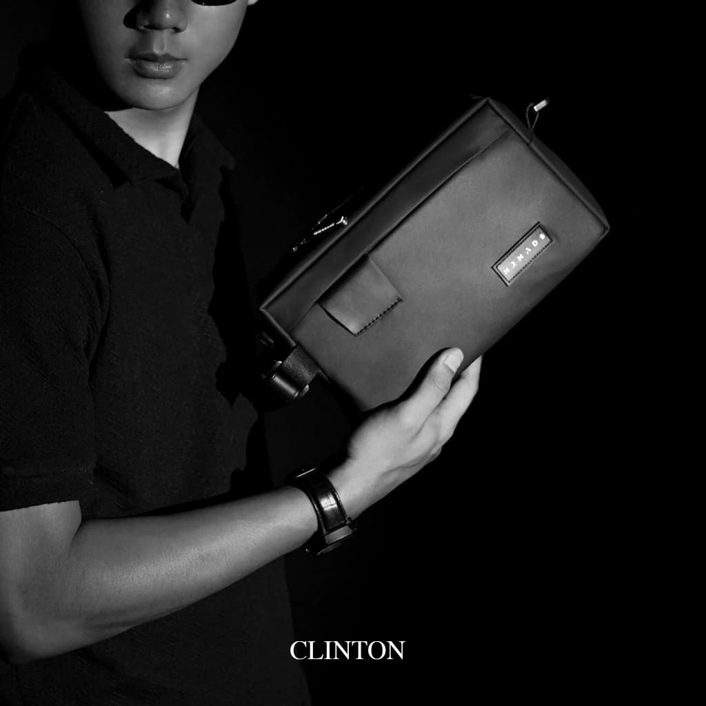 Mr Mads - Sling Bag Pria CLINTON Clutch Bag Multyfungsi 3 in 1 Hand Bag Cowok Waterproof Tas Tangan Anti Air Sling Bag Kulit Waistbag