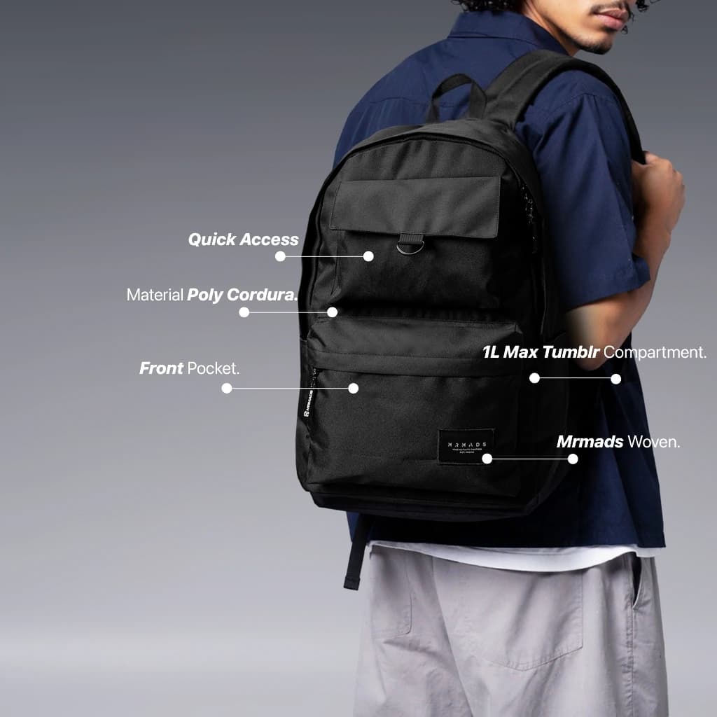 Mr Mads - Denver Backpack Tas Ransel Laptop Pria Wanita Tas Punggung Perempuan Tas Sekolah Tas Kuliah Tas Leptop 14-16 inch Tas Kerja Cowok Terbaru