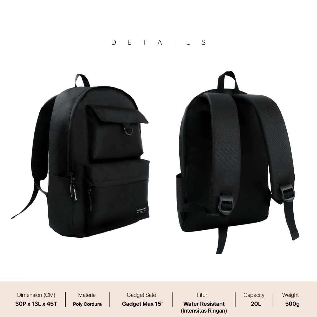 Mr Mads - Denver Backpack Tas Ransel Laptop Pria Wanita Tas Punggung Perempuan Tas Sekolah Tas Kuliah Tas Leptop 14-16 inch Tas Kerja Cowok Terbaru