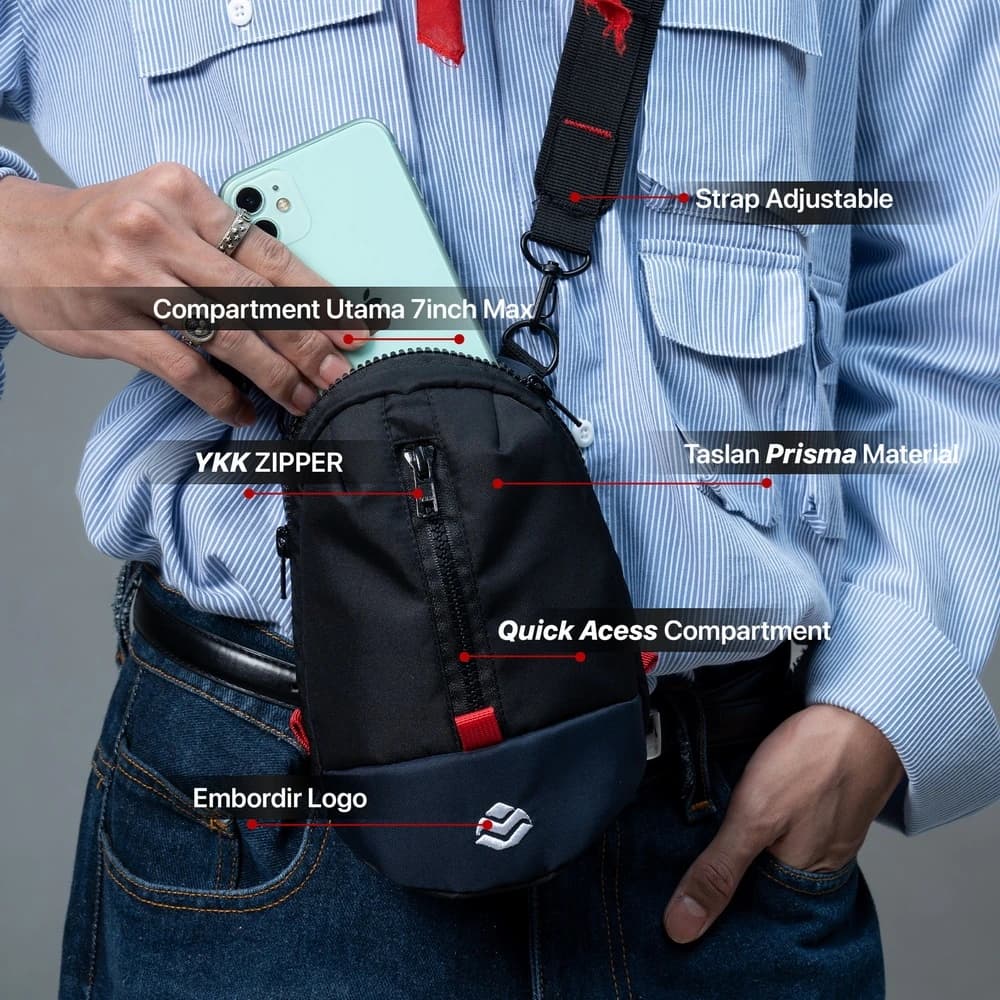 Mr Mads - Easter Travel Pouch | Neck Pouch - Phone 7 Inch Hang On Wallet - Tas Slingbag Kecil Anti Air