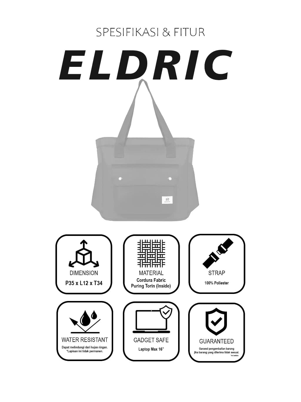 Mr Mads - Eldric Tote Bag pria wanita  Tas Trevel pria wanita  Backpack pria wanita