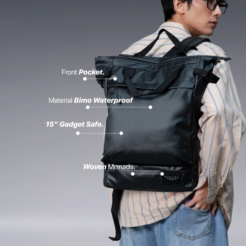 MR MADS - Backpack "EPIC" - Totebag - Tas Ransel Pria Wanita - Tas Laptop up to 15 inc WATERPROOF