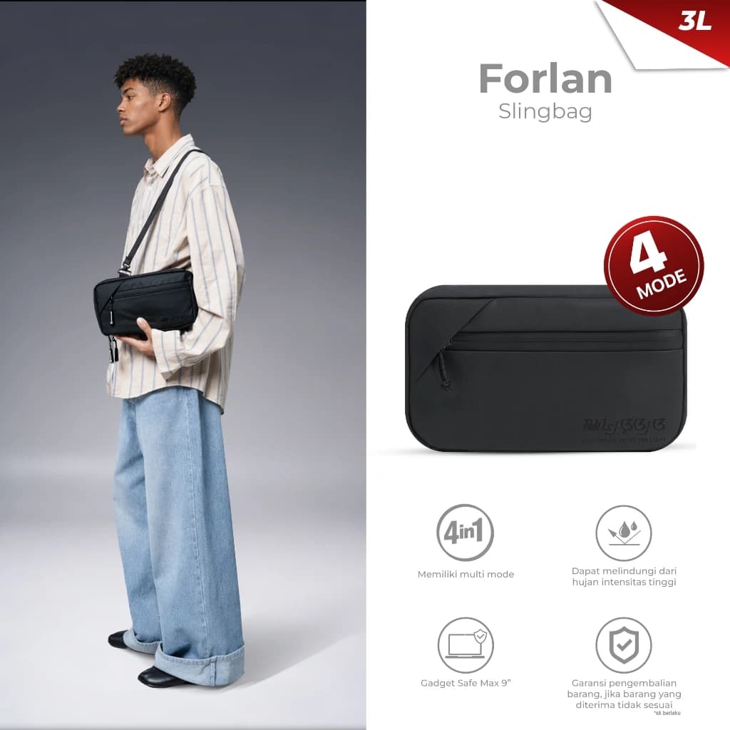 Mr Mads - Forlan Clutchbag - Waistbag Slingbag Handbag Pouchbag Tas Selempang Tas Pinggang - Multifungsi 4 in 1