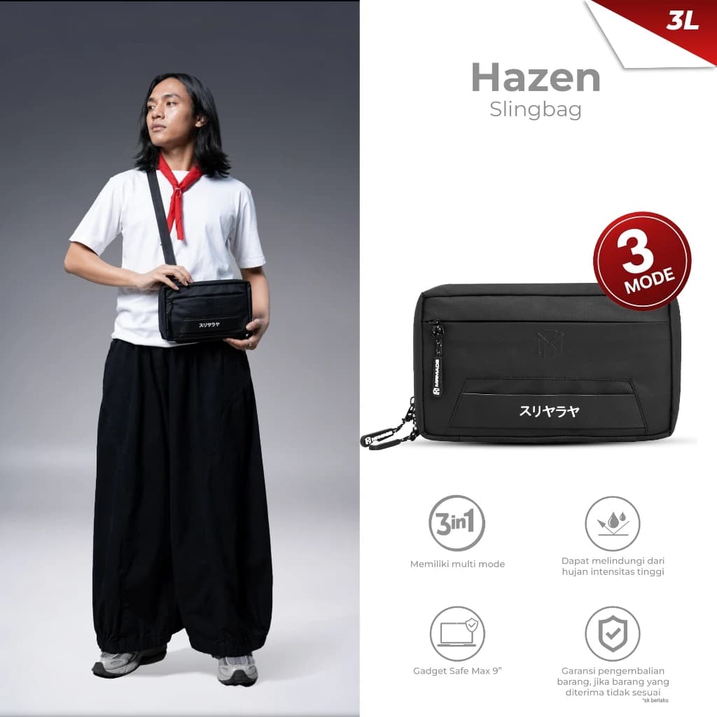 Mr Mads - Hazen Clutch Bag  -  Pouch Pria Wanita Tas Selempang Hand Bag Sling Bag Shoulder Bag - Waterproof