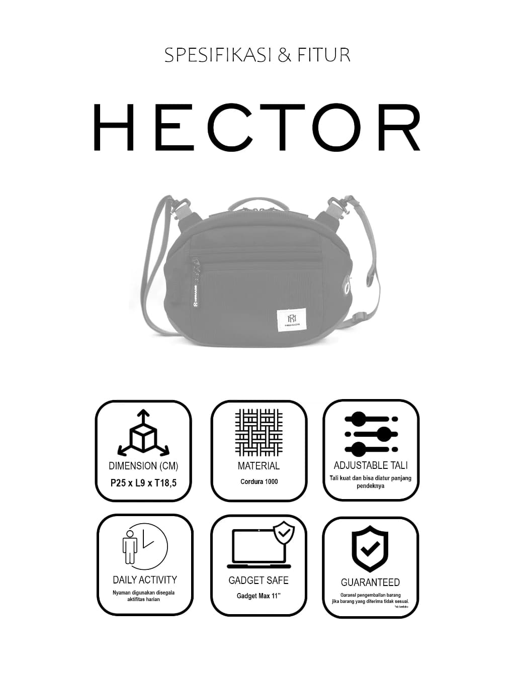 Mr Mads - Hector Sling Bag - Tas Selempang Pria Waistbag Pria Crossbody Shoulder Bags Tas Camera