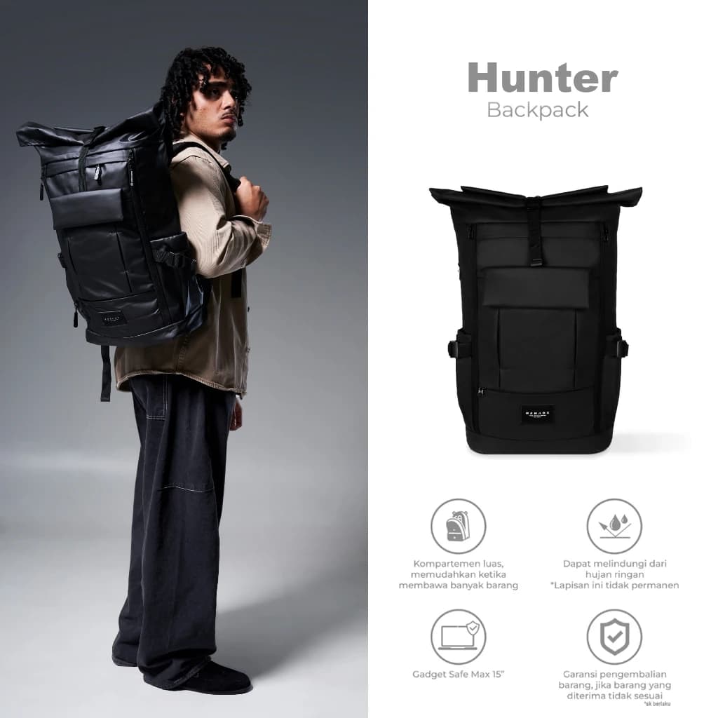 Mr Mads - Hunter Backpack Pria - Tas Ransel Outdoor Kapasitas Besar Muat Laptop 15 Inc - Waterproof