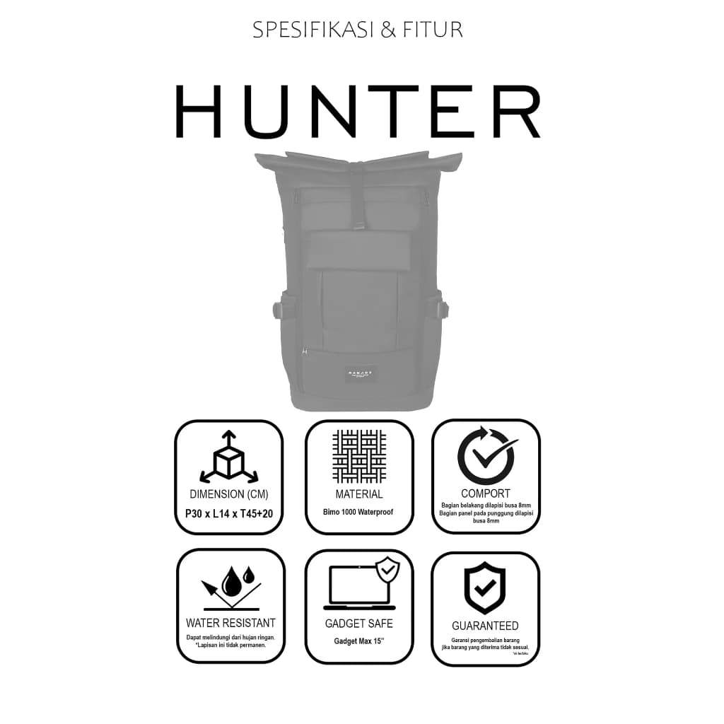 Mr Mads - Hunter Backpack Pria - Tas Ransel Outdoor Kapasitas Besar Muat Laptop 15 Inc - Waterproof