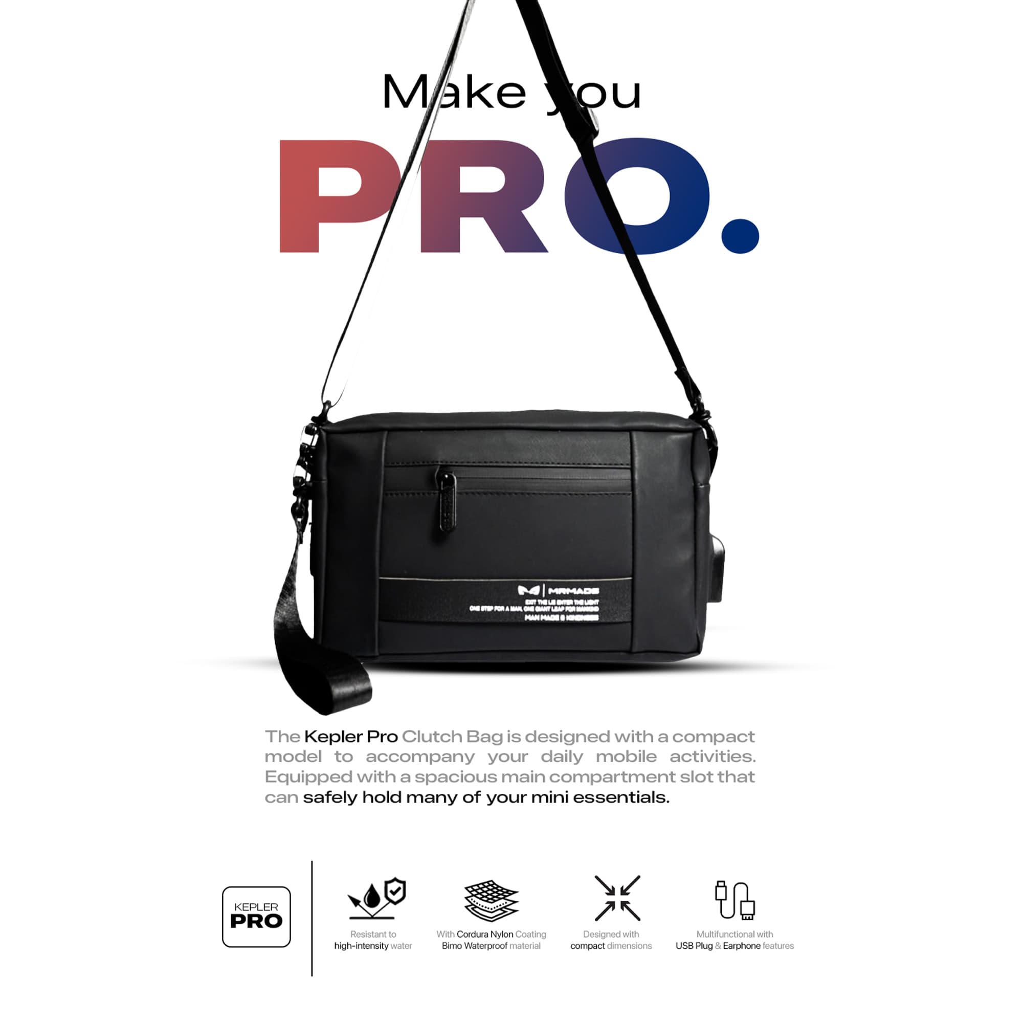MR MADS - Tas Selempang Pria "KEPLER" Clutch Bag - Sling Bag Waterproof