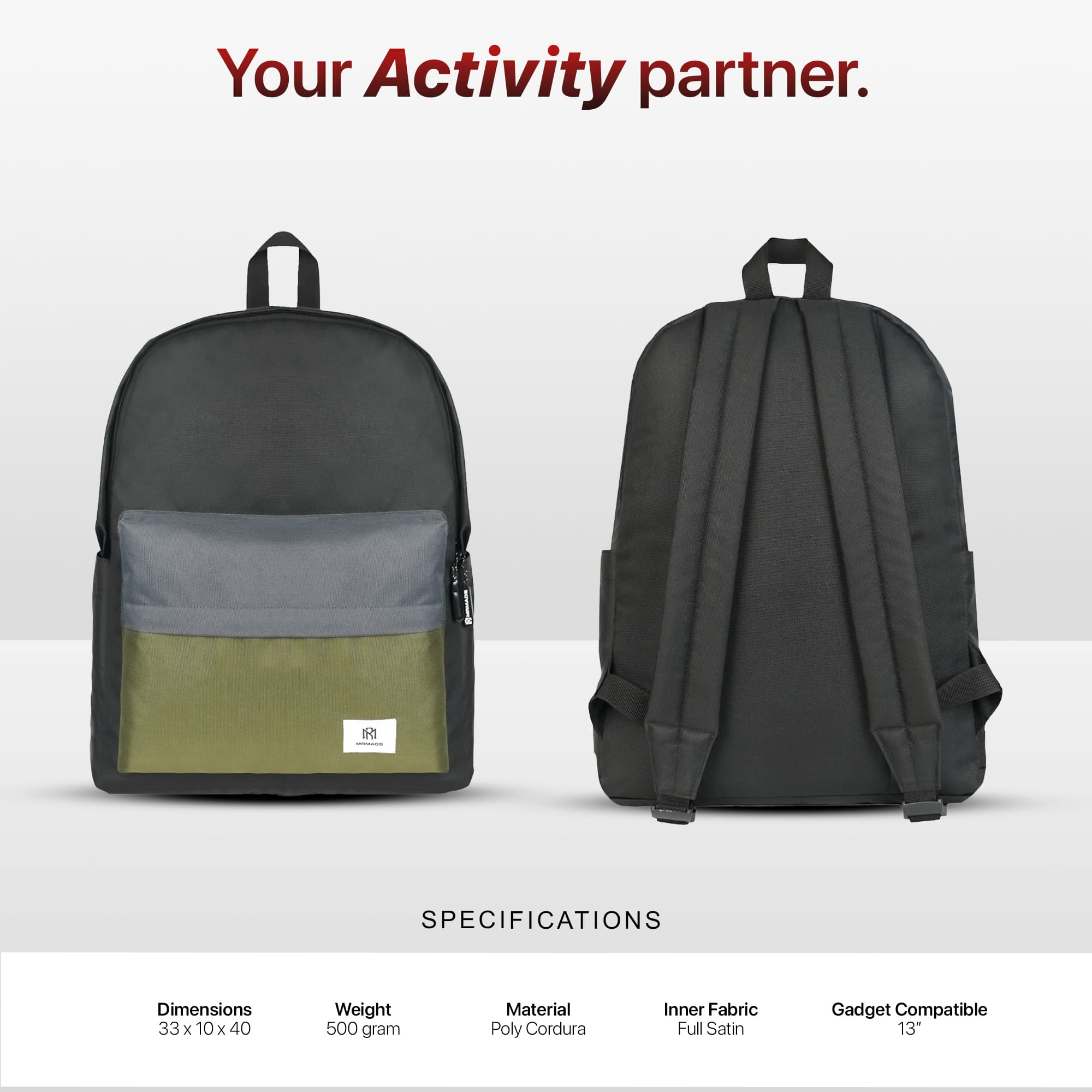 Mr Mads - Kieran Backpack - Tas Ransel Pria Wanita Tas Punggung Pria Outdoor Kapasitas Besar