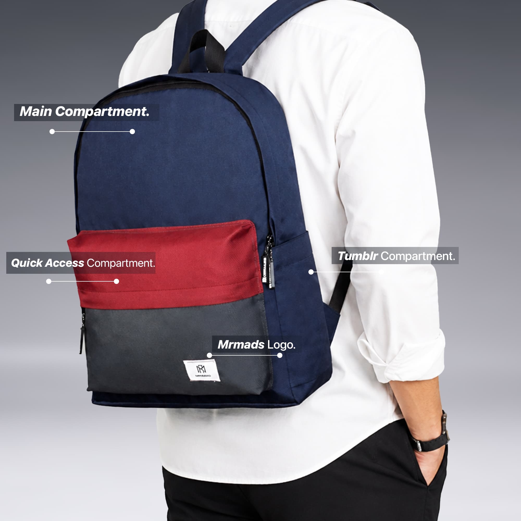 Mr Mads - Kieran Backpack - Tas Ransel Pria Wanita Tas Punggung Pria Outdoor Kapasitas Besar