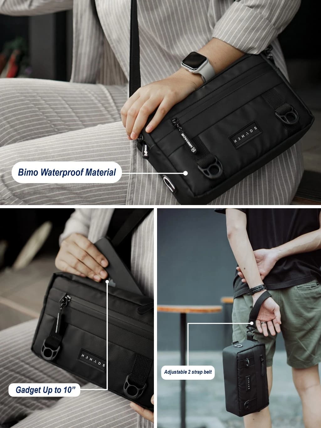 Mr Mads - Kyler Clutch Bag - Tas Selempang Handbag Pria Sling Bag Pouch Pria Wanita (Unisex) - Waterproof