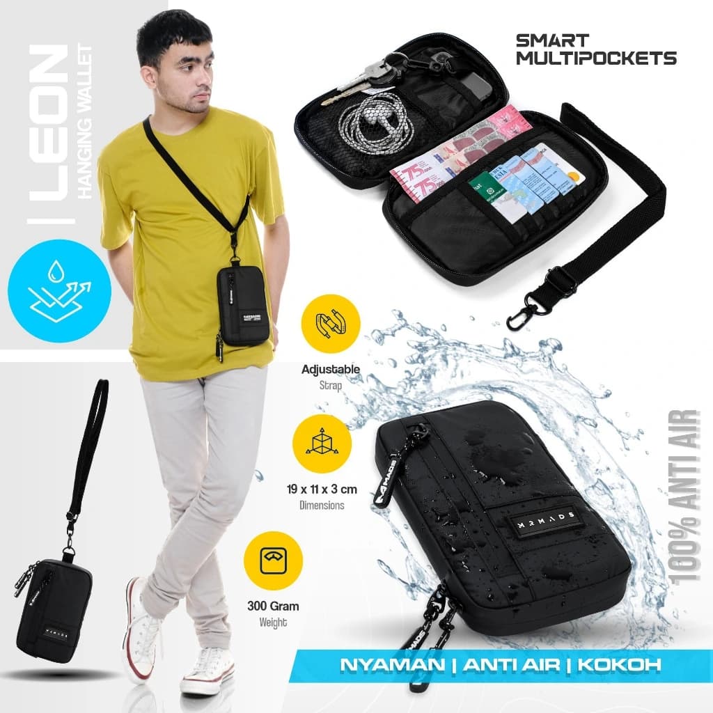 Mr Mads - Leon Hanging Wallet - Tas Selempang Pria Tas Hp Dompet Waterproof - Tas Slingbag Kecil