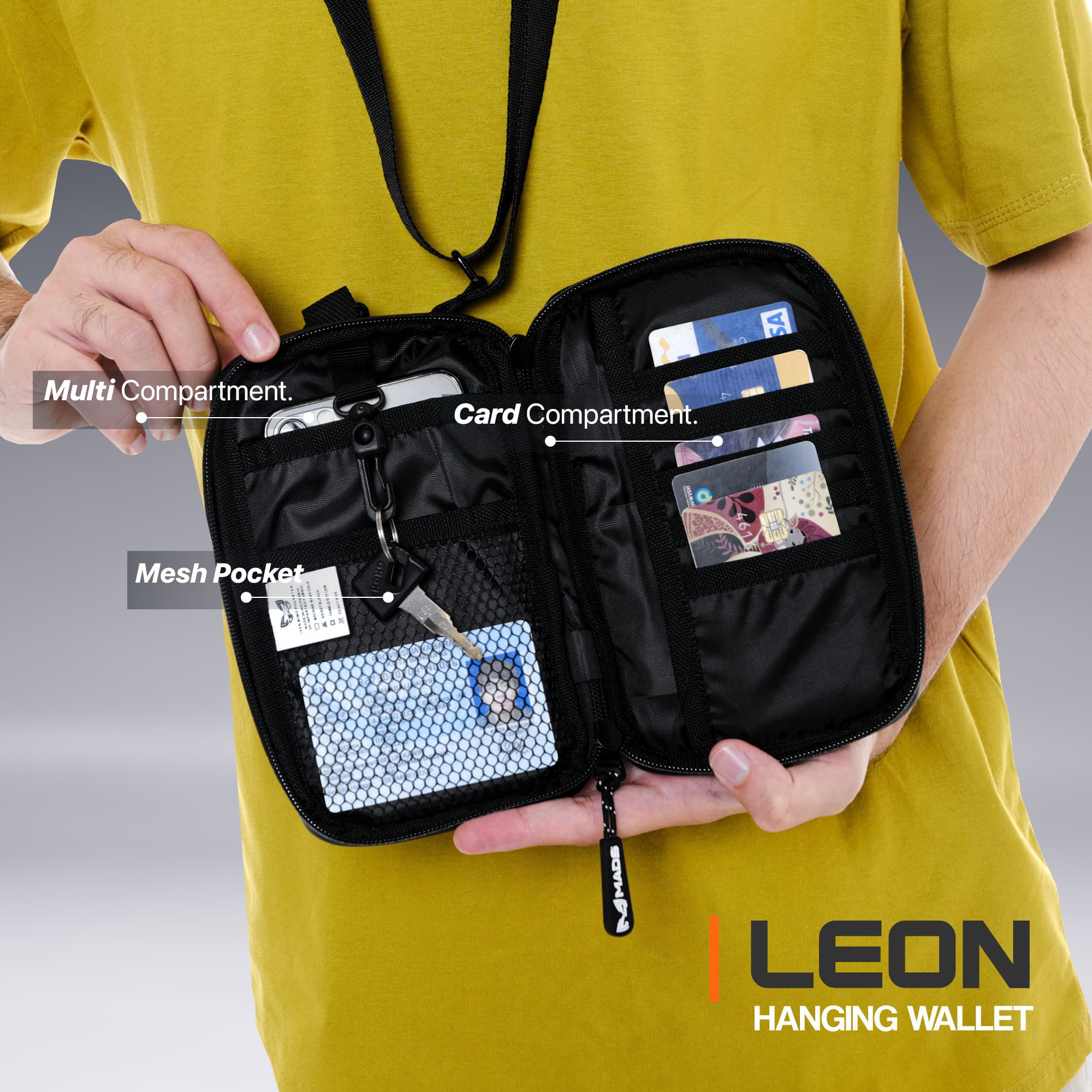 Mr Mads - Leon Hanging Wallet - Tas Selempang Pria Tas Hp Dompet Waterproof - Tas Slingbag Kecil