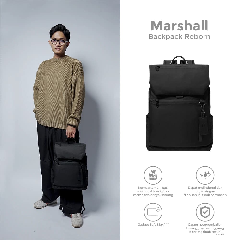 Mr Mads - Marshall Backpack Pria - Tas Ransel Pria Wanita Tas Punggung Pria Outdoor Kapasitas Besar Tas laptop 14,6 Inc - Waterproof