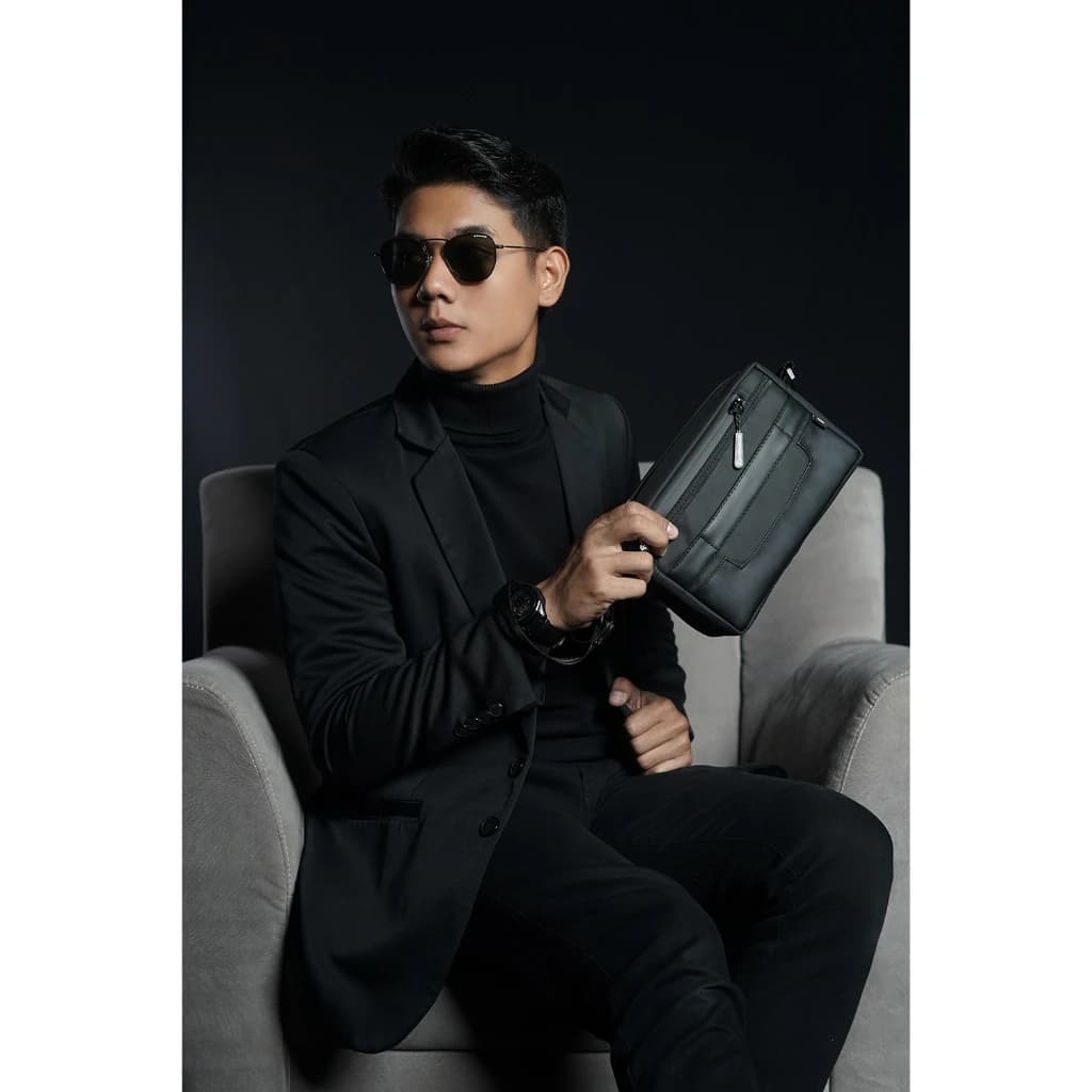 Mr Mads - Sling Bag Pria MARVIN Clutch Bag Multyfungsi 3 in 1 Hand Bag Cowok Waterproof Tas Tangan Anti Air Sling Bag Kulit Waistbag