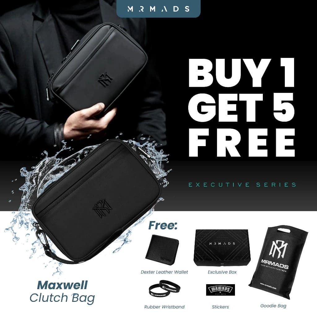 Mr Mads - Sling Bag Pria MAXWELL Clutch Bag Multyfungsi 3 in 1 Hand Bag Cowok Waterproof Tas Tangan Anti Air Sling Bag Kulit Waistbag