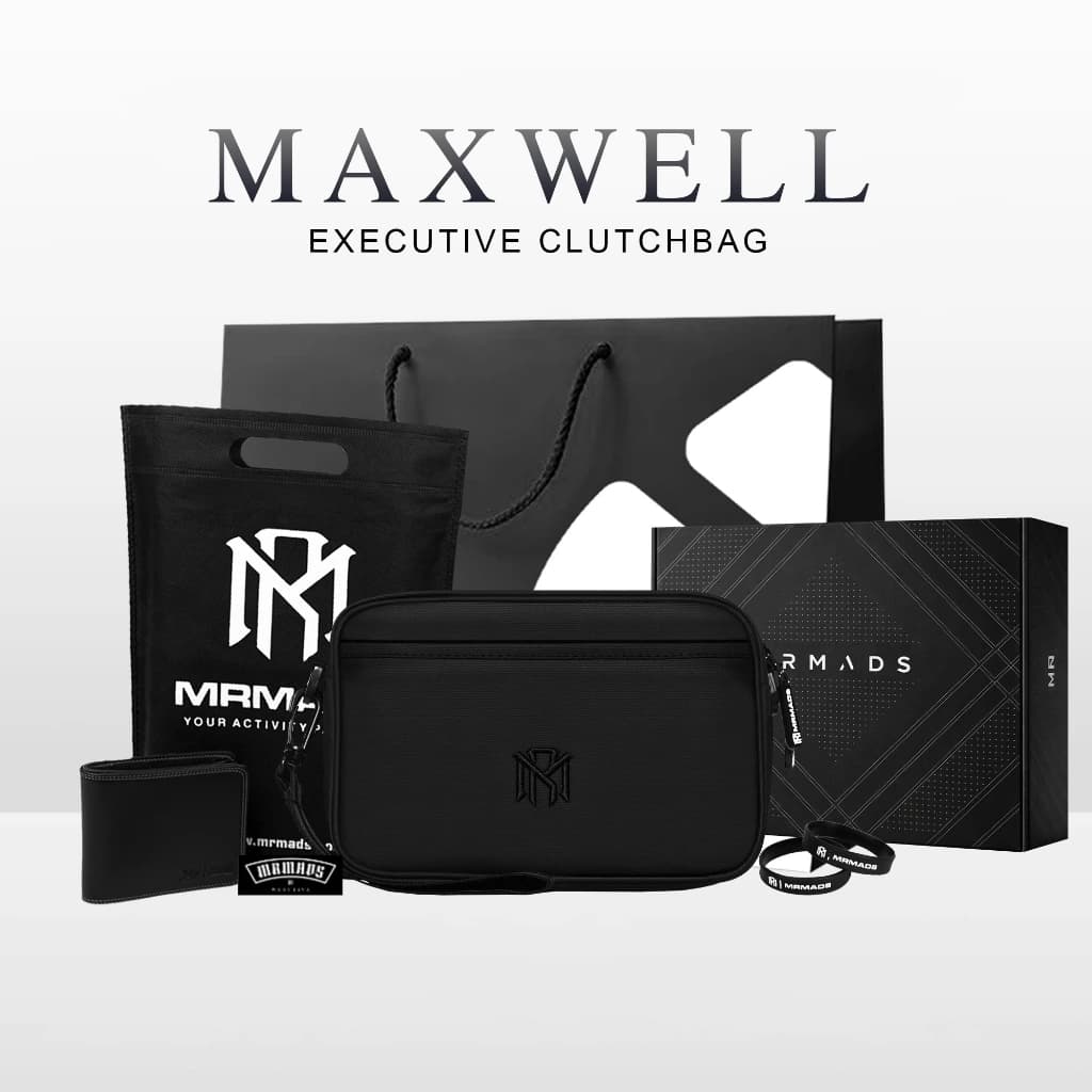 Mr Mads - Sling Bag Pria MAXWELL Clutch Bag Multyfungsi 3 in 1 Hand Bag Cowok Waterproof Tas Tangan Anti Air Sling Bag Kulit Waistbag