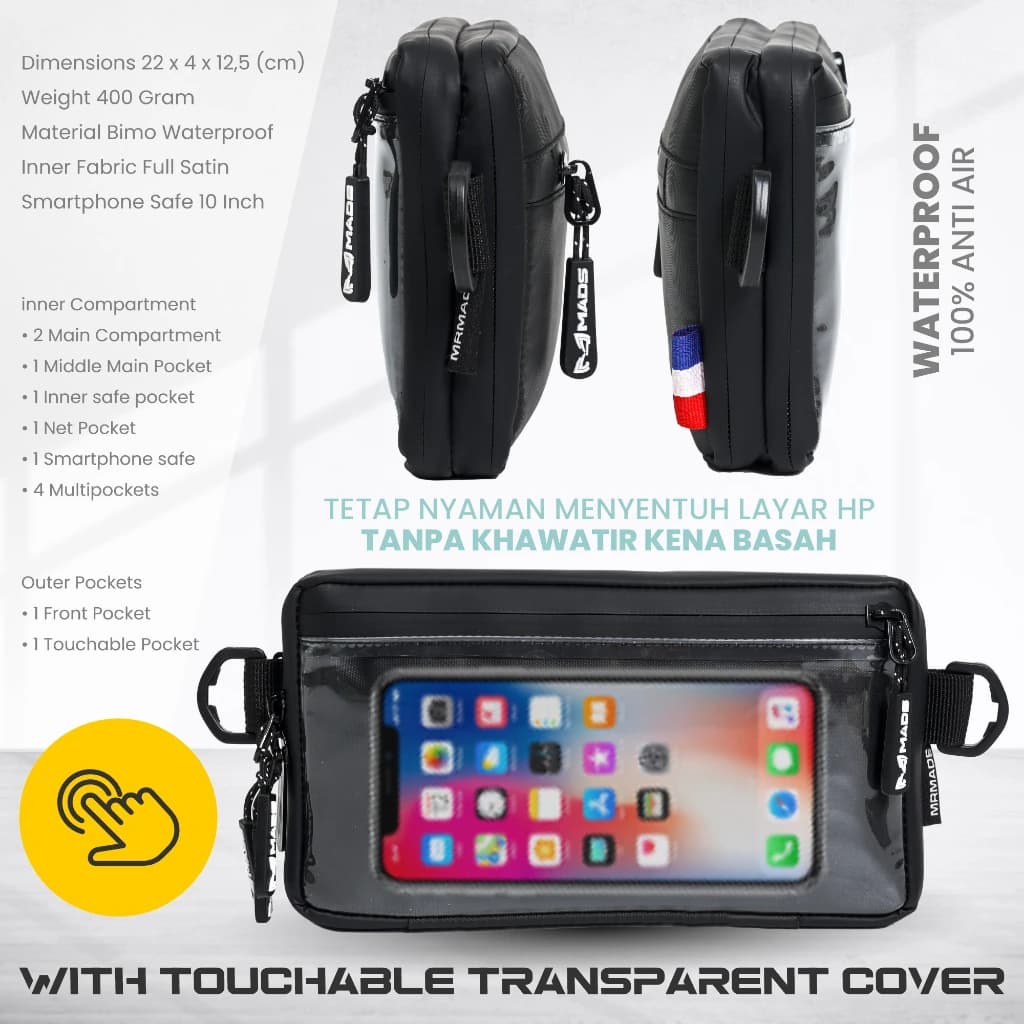Mr Mads - Mileva Clutch Bag - Hand Bag Sling Bag Pouch Bag Hanging Bag Tas Selempang HP Dompet - Organizer Card Pocket Waterproof Multifungsi