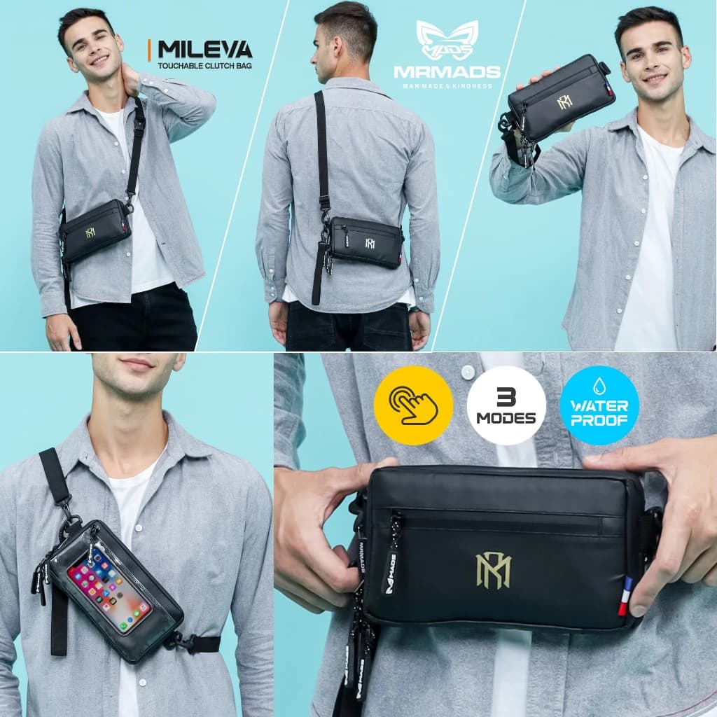 Mr Mads - Mileva Clutch Bag - Hand Bag Sling Bag Pouch Bag Hanging Bag Tas Selempang HP Dompet - Organizer Card Pocket Waterproof Multifungsi
