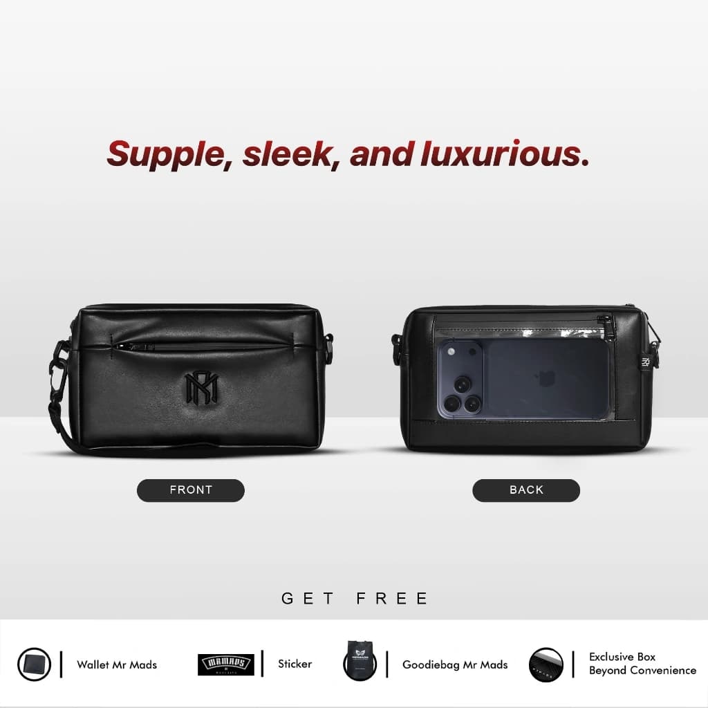 Mr Mads - Sling Bag Pria MILFORD Clutch Bag Multyfungsi 3 in 1 Hand Bag Cowok Waterproof Tas Tangan Anti Air Sling Bag Kulit Waistbag