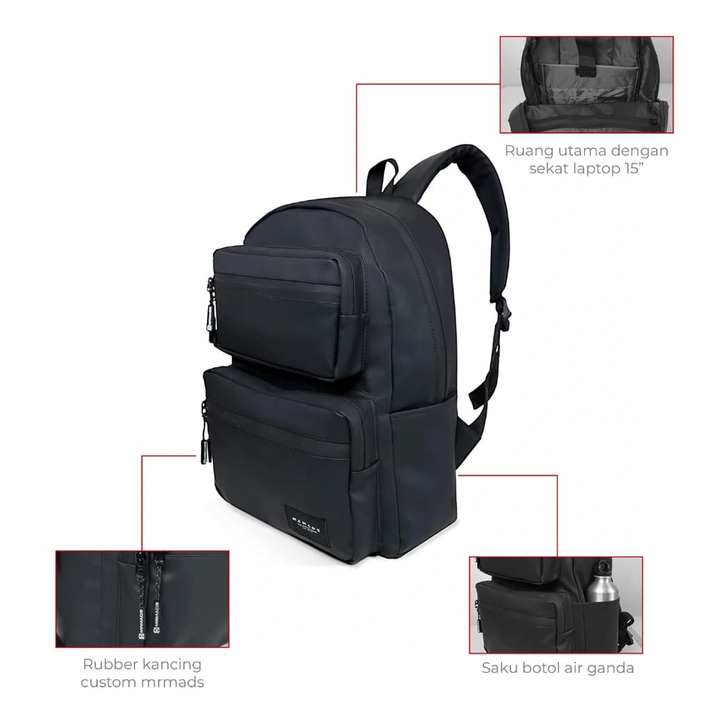 Mr Mads - Musketeer Backpack Pria - Tas Ransel Pria Wanita Tas Punggung Pria Outdoor Kapasitas Besar Tas laptop 14 Inc - Waterproof