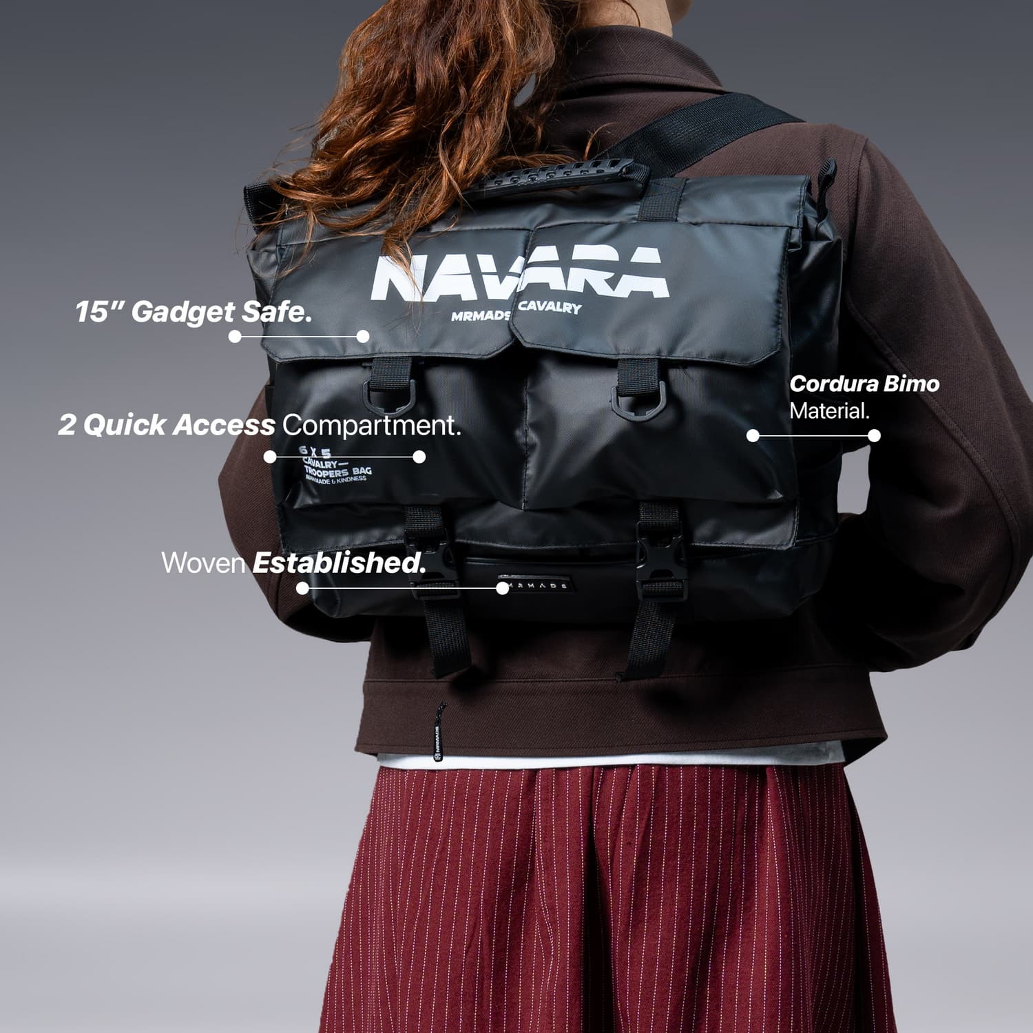 Mr Mads - Navara Tas Laptop 3 in 1 - Tas Jinjing - Tas Selempang Tas Ransel Tactical Bag Tote Bag Sling Bag Backpack - Multifungsi Anti Air Waterproof