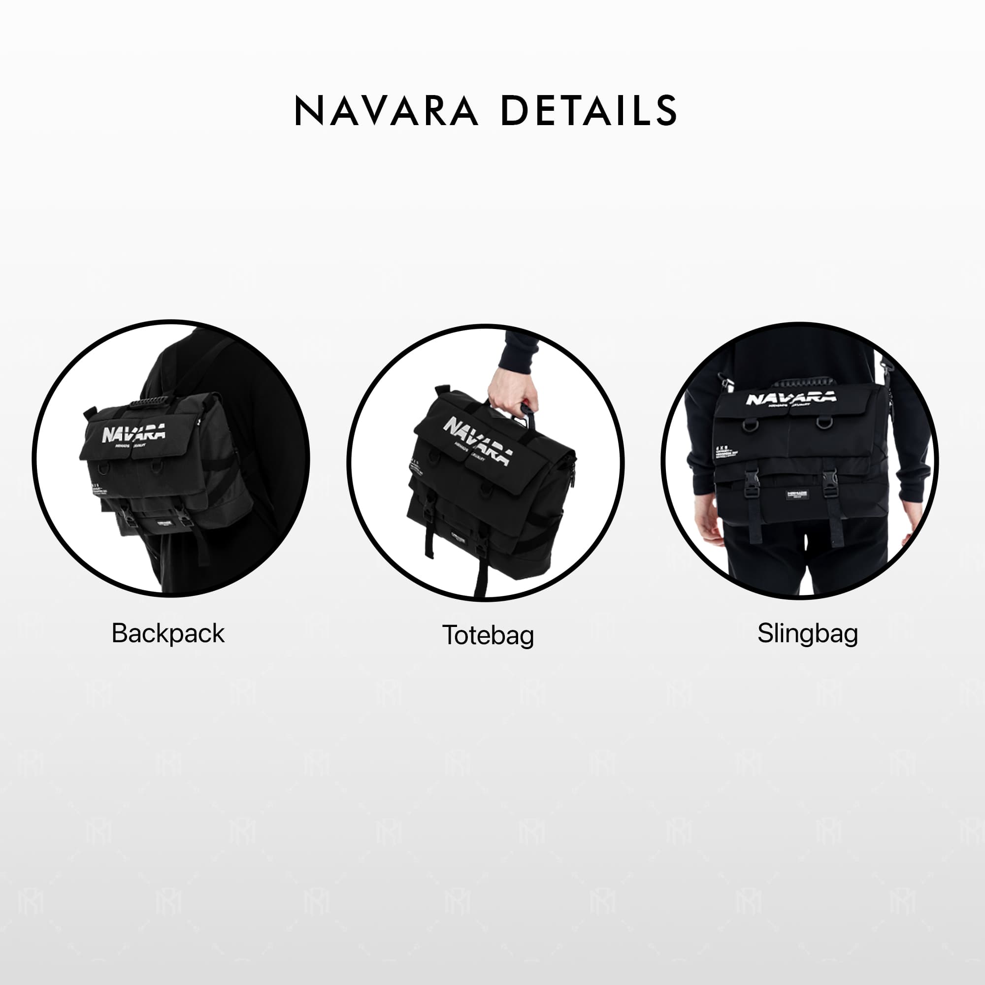 Mr Mads - Navara Tas Laptop 3 in 1 - Tas Jinjing - Tas Selempang Tas Ransel Tactical Bag Tote Bag Sling Bag Backpack - Multifungsi Anti Air Waterproof