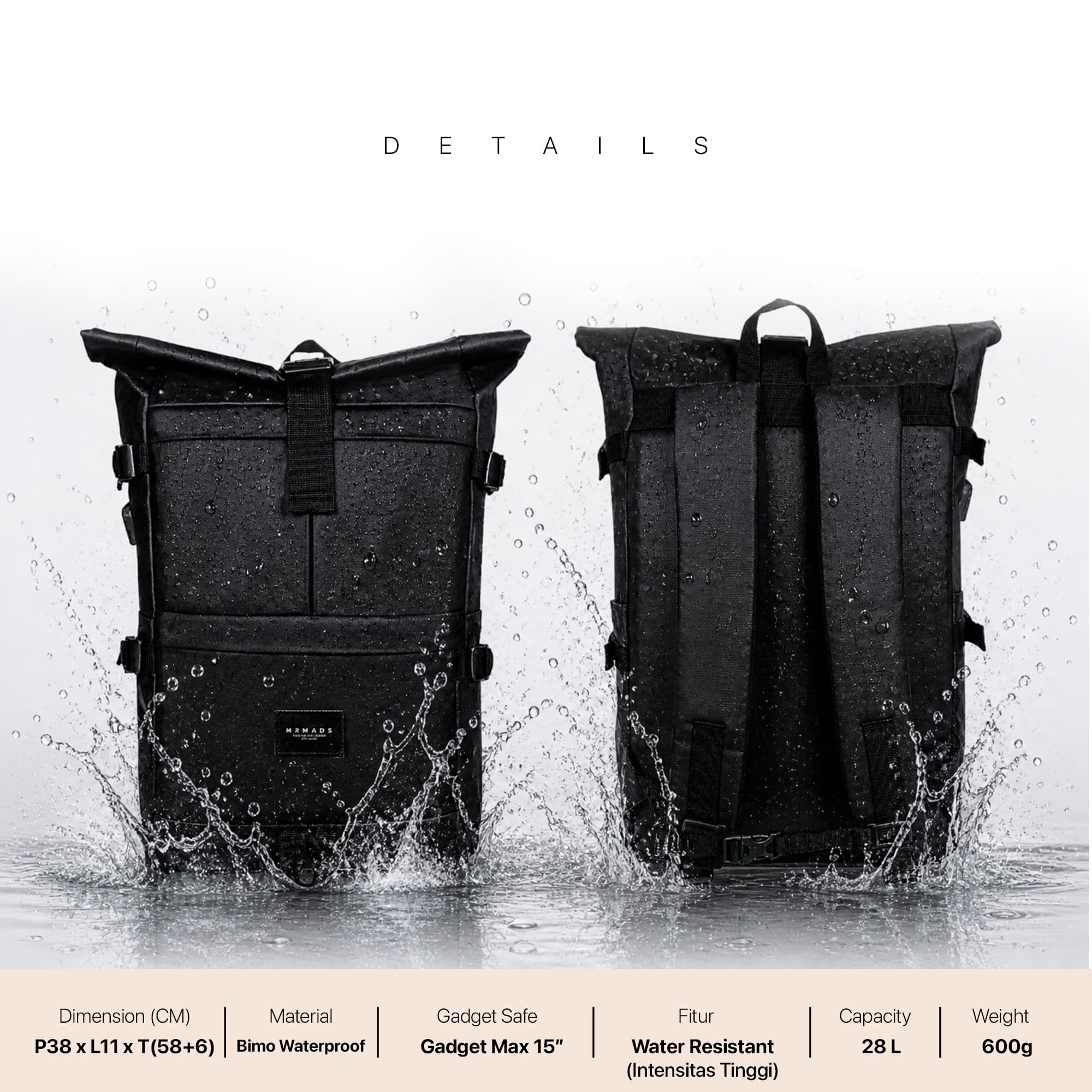 MR MADS - Neo Backpack Tas Ransel Pria - Tas punggung Pria - Tas Laptop - Ransel Waterproof