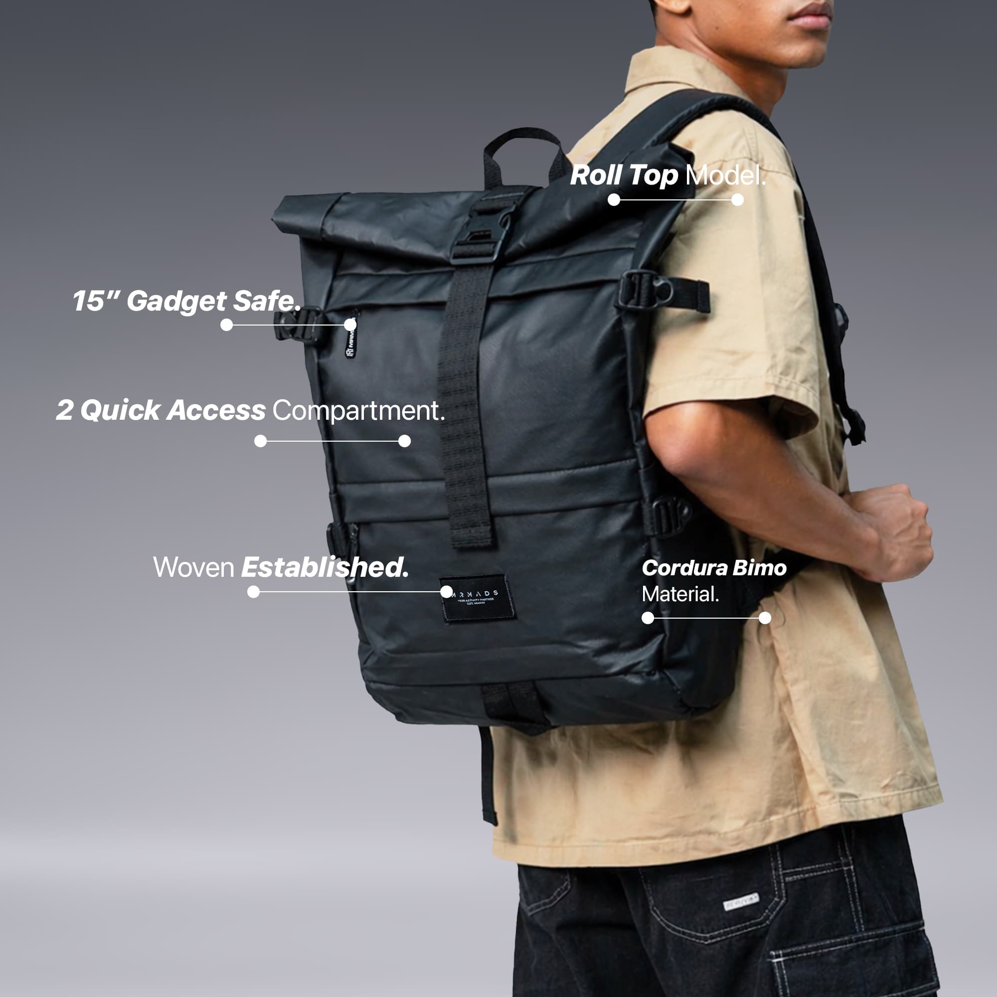 MR MADS - Neo Backpack Tas Ransel Pria - Tas punggung Pria - Tas Laptop - Ransel Waterproof