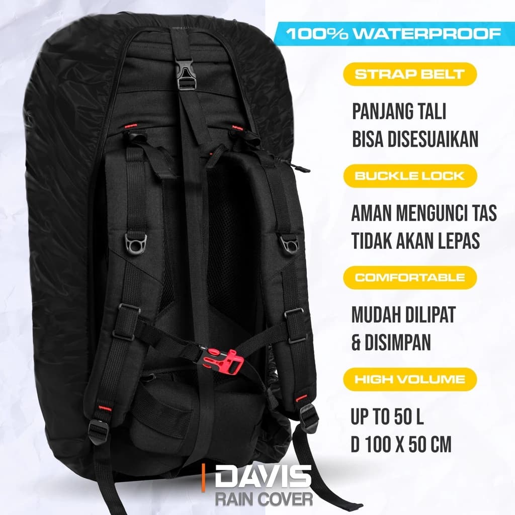 Mr Mads - Davis Rain Cover for Bag - Kover Hujan untuk Tas - Coating Waterproof Outdoor