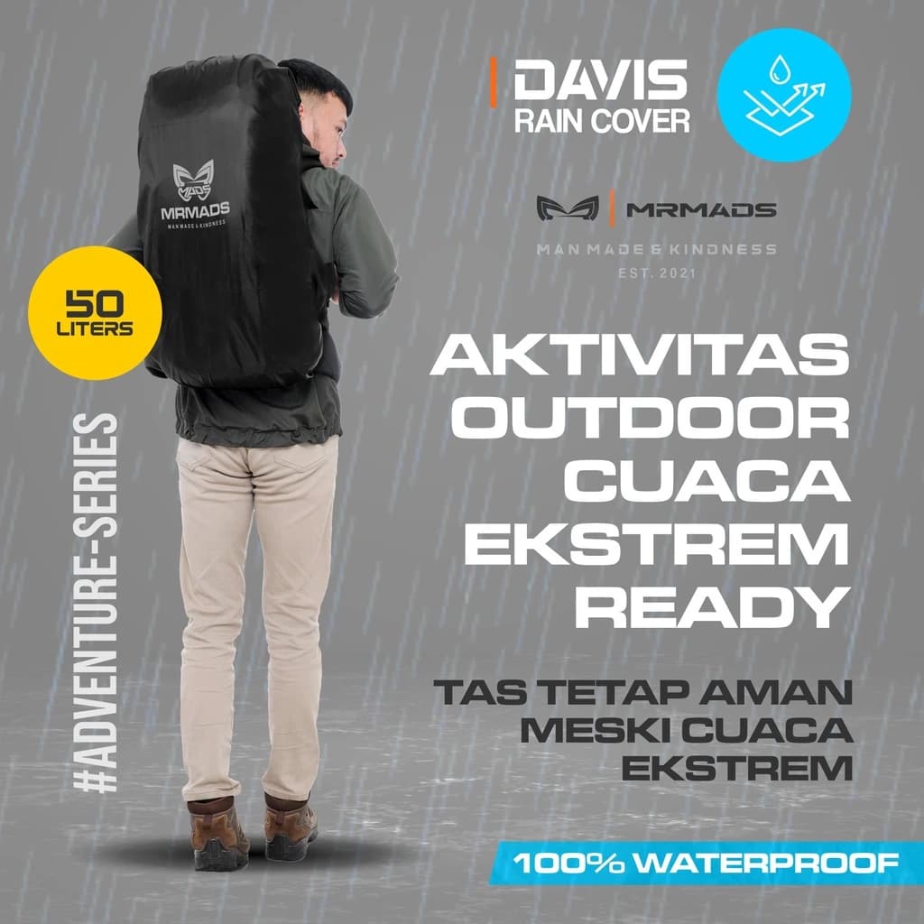 Mr Mads - Davis Rain Cover for Bag - Kover Hujan untuk Tas - Coating Waterproof Outdoor