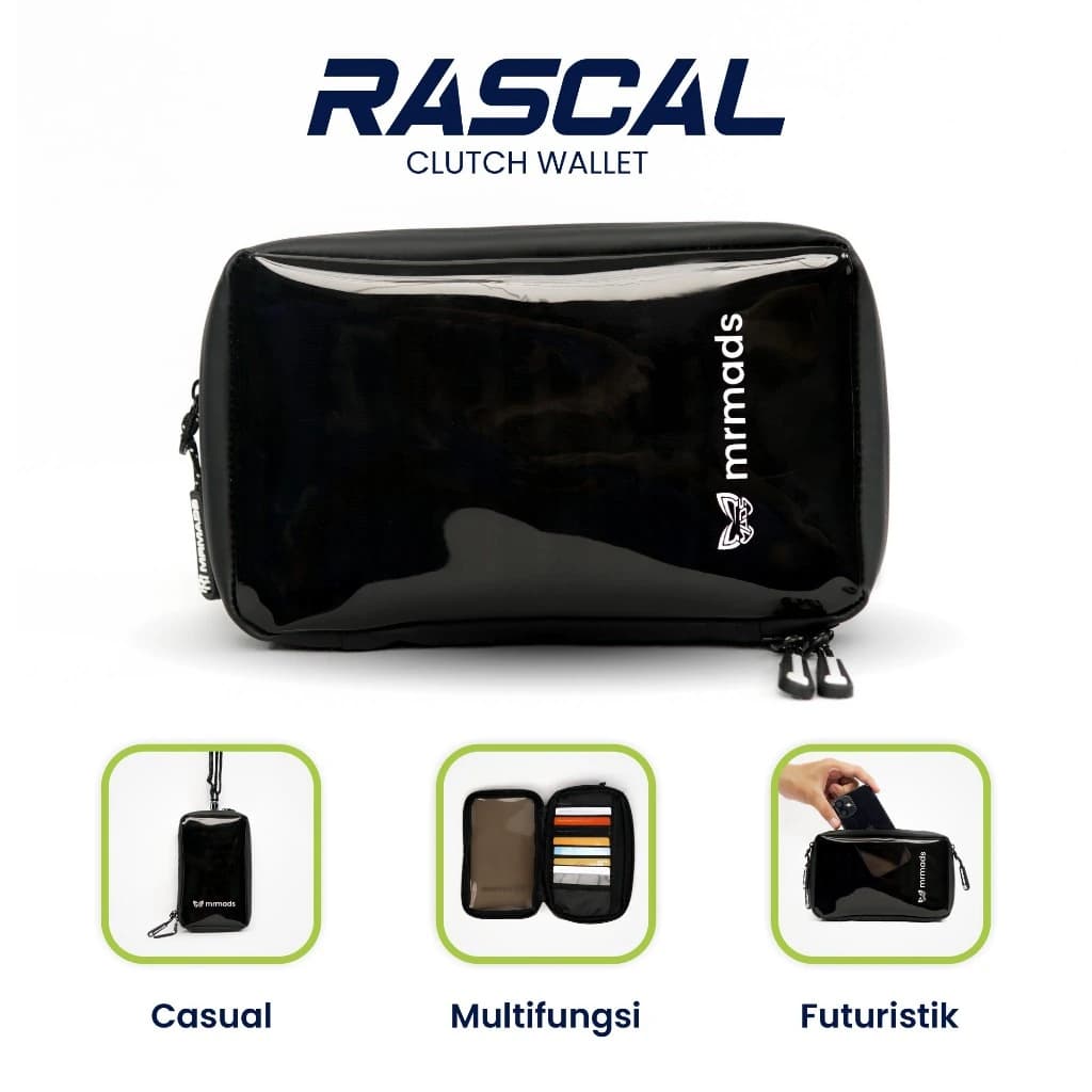 Mr Mads - Rascal Clutch Bag - 3 in 1 Hanging Wallet Neck Wallet Sling Bag - Dompet Gantung Leher HP Tas Selempang Tas Konser Multifungsi