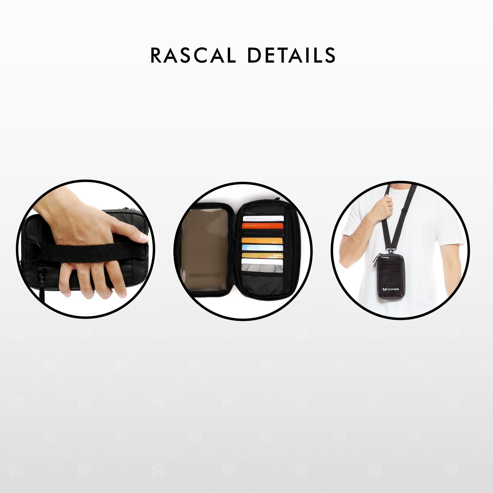 Mr Mads - Rascal Clutch Bag - 3 in 1 Hanging Wallet Neck Wallet Sling Bag - Dompet Gantung Leher HP Tas Selempang Tas Konser Multifungsi