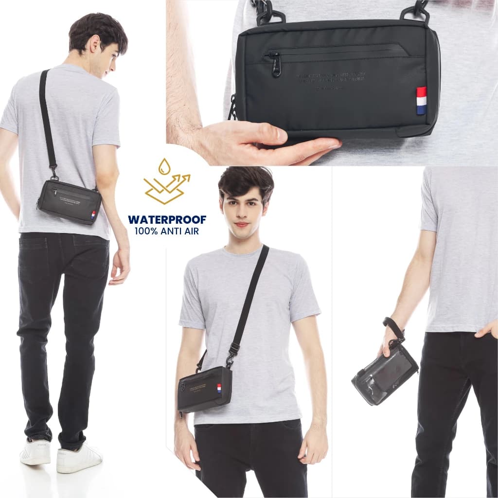 Mr Mads - Tas Hand Bag "RAVELIN" 3 in one - Clutch Bag Pria - Sling Bag Pria - Tas Selempang Pria Multifungsi