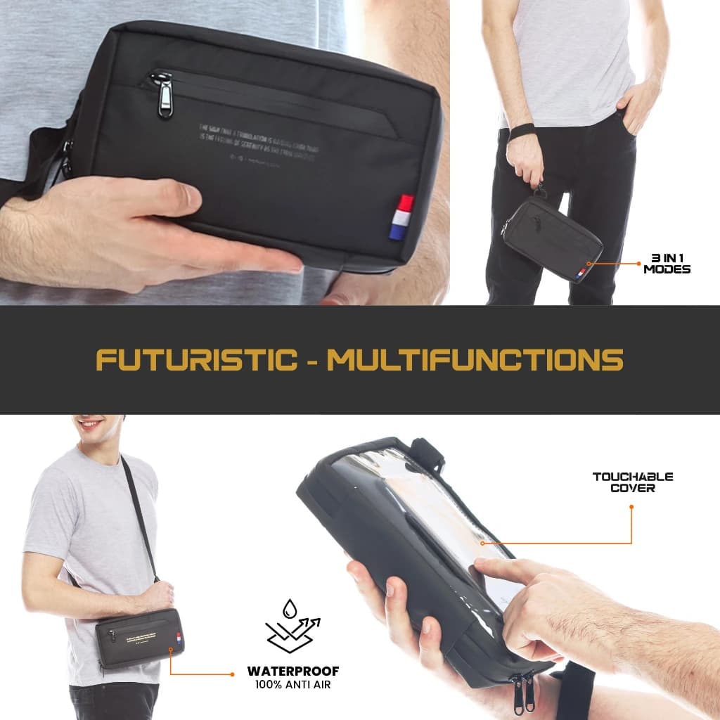 Mr Mads - Tas Hand Bag "RAVELIN" 3 in one - Clutch Bag Pria - Sling Bag Pria - Tas Selempang Pria Multifungsi