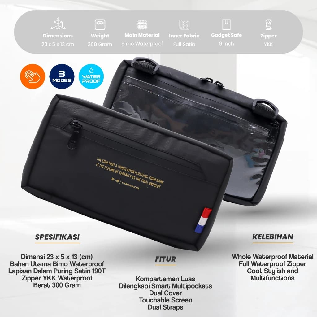 Mr Mads - Tas Hand Bag "RAVELIN" 3 in one - Clutch Bag Pria - Sling Bag Pria - Tas Selempang Pria Multifungsi