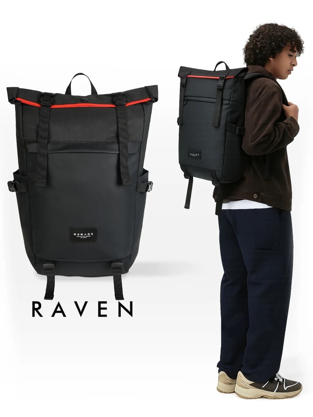 Mr Mads - Raven Backpack Pria - Tas Ransel Pria Wanita Tas Punggung Pria Outdoor Kapasitas Besar Tas laptop 15 Inch