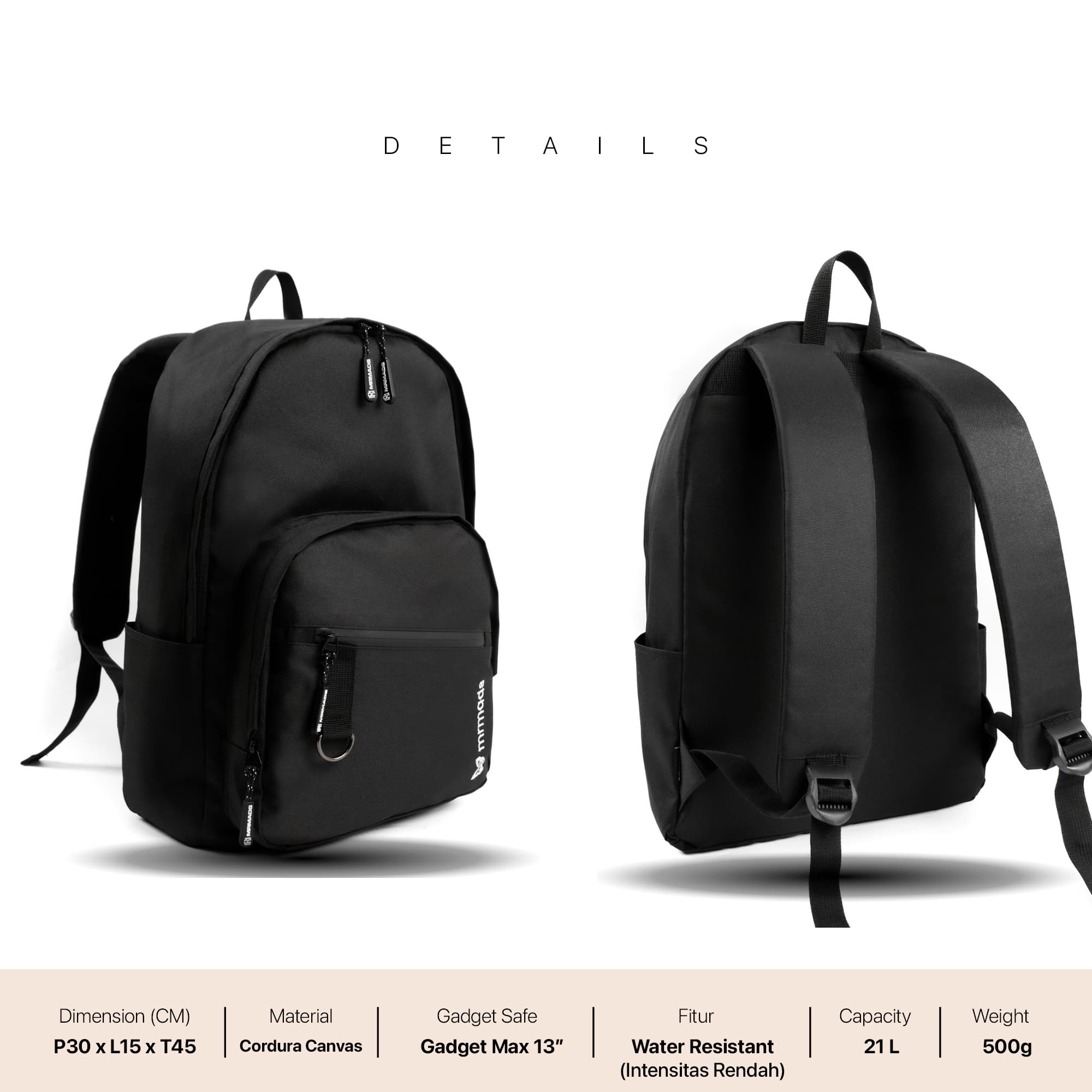 Mr Mads - Rayner Backpack Tas Ransel Laptop Pria Wanita Tas Punggung Perempuan Tas Sekolah Tas Kuliah Tas Laptop 14-16 inch Tas Kerja Cowok Terbaru